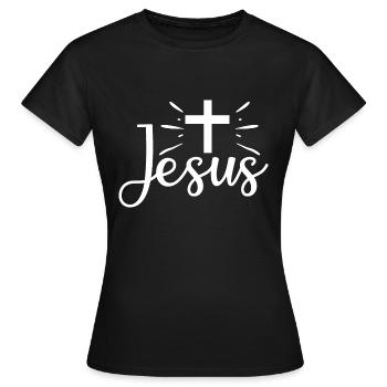 Crucifix Jésus - T-shirt Femme - noir - Devant - AI Model Female 172 dark (172cm)