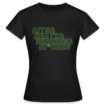 Bits Beats Beaches and Bi*ches - Women's T-Shirt - black - Front - AI Model Female 172 dark (172cm)