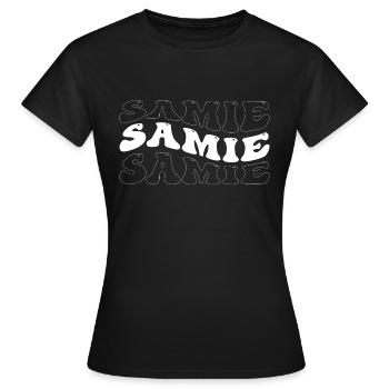 Drôle Samie Groovy 4 Hommes Femmes Cool Samie Tie Dye - T-shirt Femme - noir - Devant - AI Model Female 172 dark (172cm)