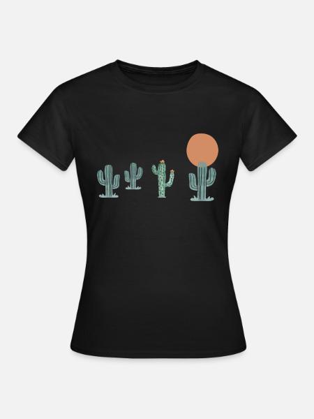 Boho-Kaktus - Frauen T-Shirt - Schwarz