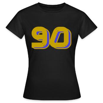 90. 90 YEARS. 90th ANNIVERSARY. 90 YEARS ANNIVERSARY. - Women's T-Shirt - black - Front - AI Model Female 172 dark (172cm)