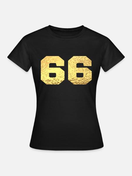 Numéro 66 paillettes doré - 66e anniversaire - T-shirt Femme - noir