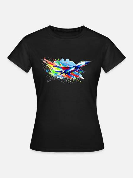 Kampfjet - Farbsplash - Frauen T-Shirt - Schwarz