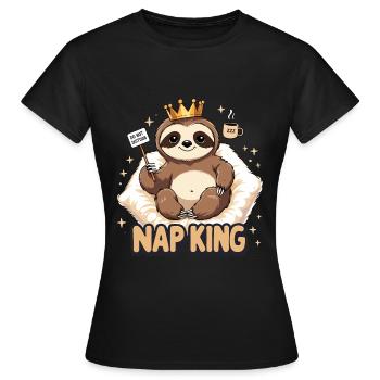Nap King - Sloth Design - Women's T-Shirt - black - Front - AI Model Female 172 dark (172cm)