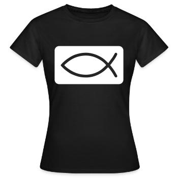 Fisch Christlich Jesus - Frauen T-Shirt - Schwarz - Vorne - AI Model Female 172 dark (172cm)