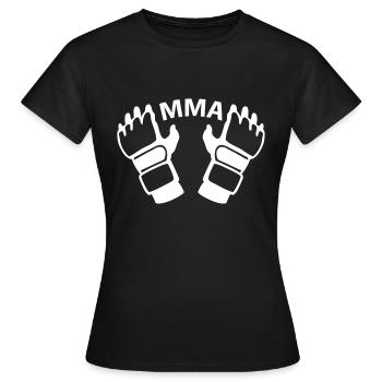 MMA Handschuhe - Frauen T-Shirt - Schwarz - Vorne - AI Model Female 172 dark (172cm)