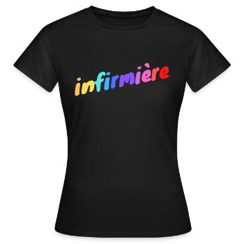 Infirmière (multicolore) - T-shirt Femme - noir - Devant - AI Model Female 172 dark (172cm)
