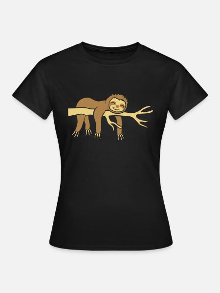Glückliches Faulenzer Faultier - Frauen T-Shirt - Schwarz