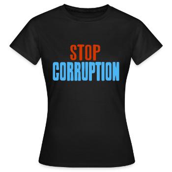 Stop Corruption Awesome Retro Politics T-Shirt - Women's T-Shirt - black - Front - AI Model Female 172 dark (172cm)