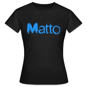 Texte bleu matto grand nom - T-shirt Femme - noir - Devant - AI Model Female 172 dark (172cm)