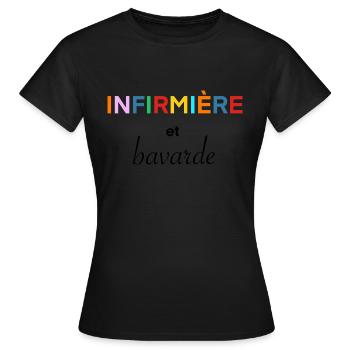 Infirmière et bavarde - T-shirt Femme - noir - Devant - AI Model Female 172 dark (172cm)