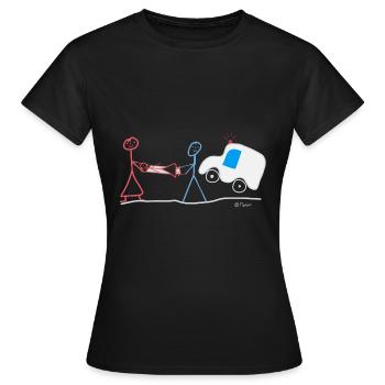 Sauvetage Strichmännchen Urgence Urgence Intervention urgence - T-shirt Femme - noir - Devant - AI Model Female 172 dark (172cm)