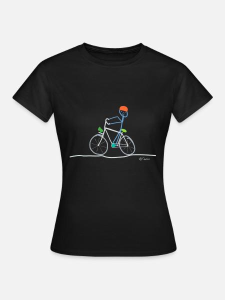 Fahrrad Strichmännchen, Bike Rad Sport Freizeit - Frauen T-Shirt - Schwarz