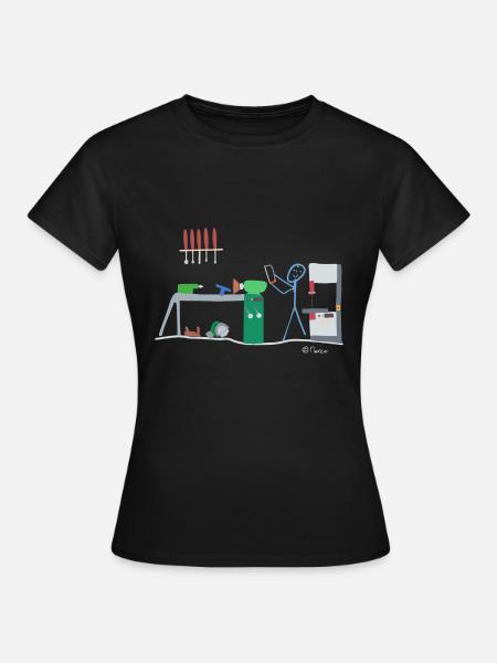 Drechsel stick figure, wood carpenter work - Women's T-Shirt - black