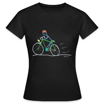 Rennrad Strichmännnchen, Umweltschutz nachhaltig - Frauen T-Shirt - Schwarz - Vorne - AI Model Female 172 dark (172cm)