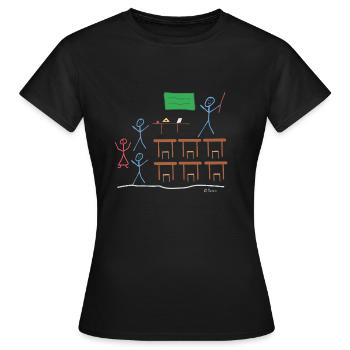 Stick Figure Class, école secondaire - T-shirt Femme - noir - Devant - AI Model Female 172 dark (172cm)