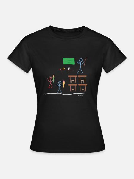 Schulanfang Strichmännnchen, Einschulung Kinder - Frauen T-Shirt - Schwarz