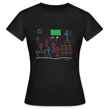 Schulklasse Strichmännchen, Lehrer Schüler Seminar - Frauen T-Shirt - Schwarz - Vorne - AI Model Female 172 dark (172cm)