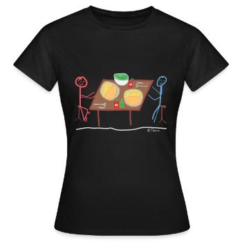 Escalopes Strichmännchen Restaurant Salade gastronomique - T-shirt Femme - noir - Devant - AI Model Female 172 dark (172cm)