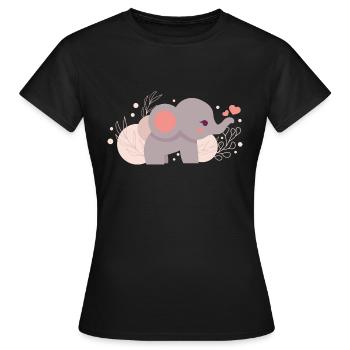 Éléphant - T-shirt Femme - noir - Devant - AI Model Female 172 dark (172cm)