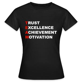 Teamwork - Frauen T-Shirt - Schwarz - Vorne - AI Model Female 172 dark (172cm)