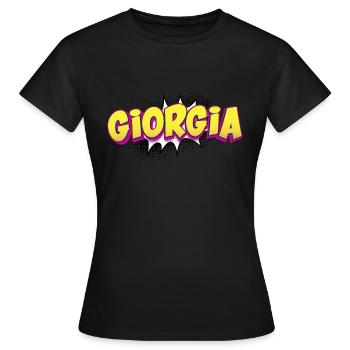 Giorgia Nom personnalisé Style bande dessinée Pop Art, - T-shirt Femme - noir - Devant - AI Model Female 172 dark (172cm)
