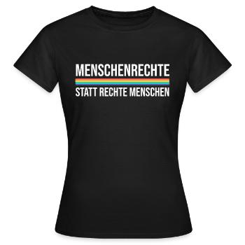 Menschenrechte statt rechte Menschen - Frauen T-Shirt - Schwarz - Vorne - AI Model Female 172 dark (172cm)