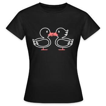 Enten Kuss Linie - Frauen T-Shirt - Schwarz - Vorne - AI Model Female 172 dark (172cm)
