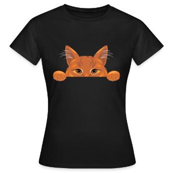 Peeking Ingwer Katze - Frauen T-Shirt - Schwarz - Vorne - AI Model Female 172 dark (172cm)