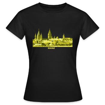 Mainz Rheinland-Pfalz LandeshauptstadtDom - Frauen T-Shirt - Schwarz - Vorne - AI Model Female 172 dark (172cm)