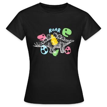 Dinosaurier Stegosaurus prähistorisch Urzeit - Frauen T-Shirt - Schwarz - Vorne - AI Model Female 172 dark (172cm)