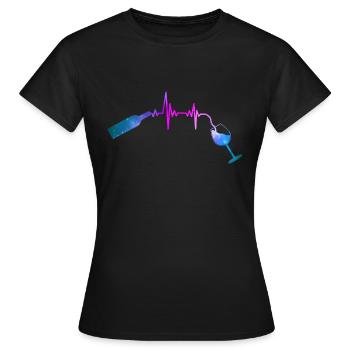 Wein Space Heartbeat Für Weinliebhaber - Frauen T-Shirt - Schwarz - Vorne - AI Model Female 172 dark (172cm)
