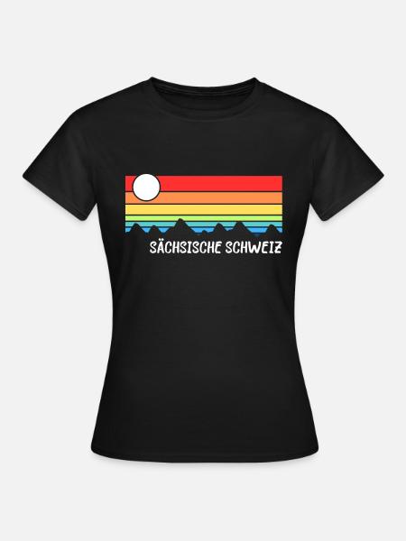Sächsische Schweiz Gebirge Urlaub Idee - Frauen T-Shirt - Schwarz