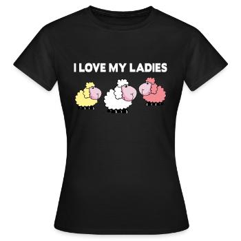 I Love my Ladies Schafe - Frauen T-Shirt - Schwarz - Vorne - AI Model Female 172 dark (172cm)