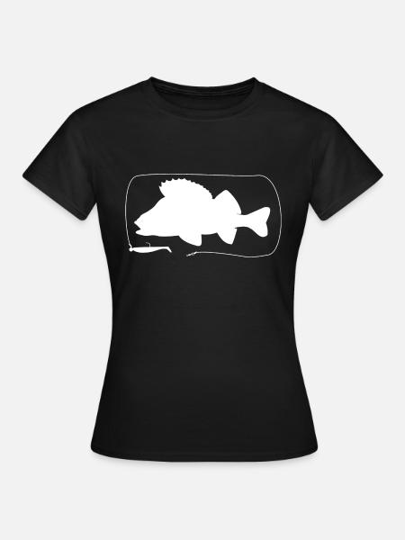 Barsch mit Gummifisch - Frauen T-Shirt - Schwarz
