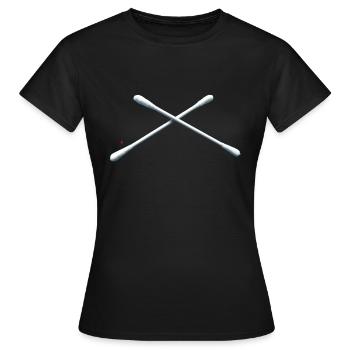 240923 Wattestäbchen - Frauen T-Shirt - Schwarz - Vorne - AI Model Female 172 dark (172cm)
