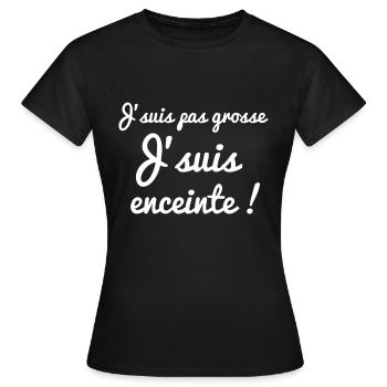 J'suis pas grosse j'suis enceinte - T-shirt Femme - noir - Devant - AI Model Female 172 dark (172cm)