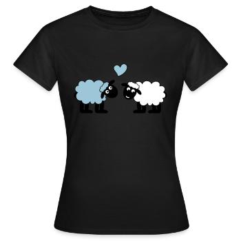 mouton joyeusement amoureux mouton mouton cœur d’agneau - T-shirt Femme - noir - Devant - AI Model Female 172 dark (172cm)