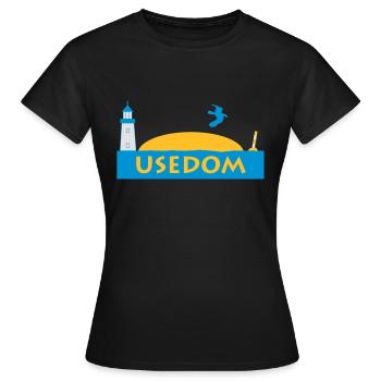 Usedom - Frauen T-Shirt - Schwarz - Vorne - AI Model Female 172 dark (172cm)