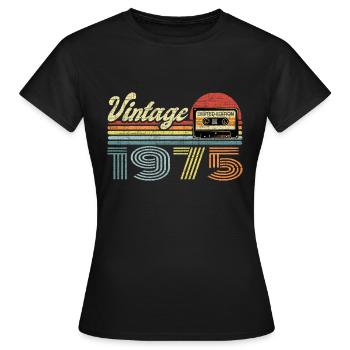 Vintage 1975 Cassette Mixtape - 46e anniversaire - T-shirt Femme - noir - Devant - AI Model Female 172 dark (172cm)