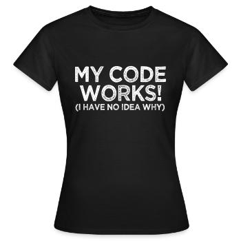 Meine Codearbeit Programmierung - Frauen T-Shirt - Schwarz - Vorne - AI Model Female 172 dark (172cm)