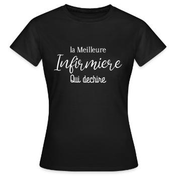 la Meilleure Infirmiere Qui dechire Humour - T-shirt Femme - noir - Devant - AI Model Female 172 dark (172cm)