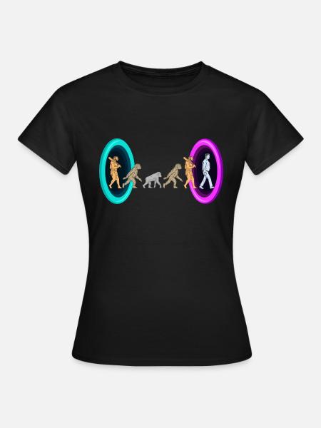 Evolution durch Portale - Frauen T-Shirt - Schwarz