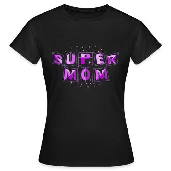 SUPER-MOM dynamic purple - Frauen T-Shirt - Schwarz - Vorne - AI Model Female 172 dark (172cm)