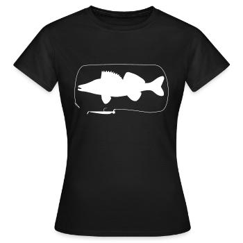 Pike-perch with softbait - Women's T-Shirt - black - Front - AI Model Female 172 dark (172cm)