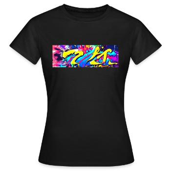 Graffiti tache de couleur Streetart - T-shirt Femme - noir - Devant - AI Model Female 172 dark (172cm)