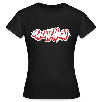 München Graffiti - Frauen T-Shirt - Schwarz - Vorne - AI Model Female 172 dark (172cm)