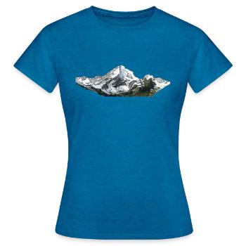 Mountain Line - Frauen T-Shirt - Antikblaues Saphir meliert - Vorne - AI Model Female 172 dark (172cm)