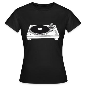 turntable - Frauen T-Shirt - Schwarz - Vorne - AI Model Female 172 dark (172cm)