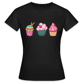 Cupcake Muffin Gâteau à la confiserie - T-shirt Femme - noir - Devant - AI Model Female 172 dark (172cm)
